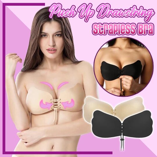 Soutien-gorge push-up sans bretelles avec cordon de serrage