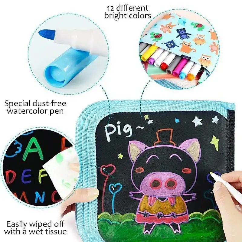Bloc de dessin portable effaçable Doodle Pad (12 stylos inclus) - Image 5