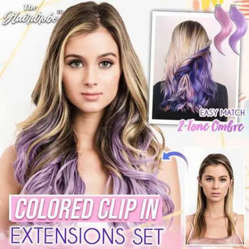 Ensemble d'extensions à clips colorées The Hairdrobe